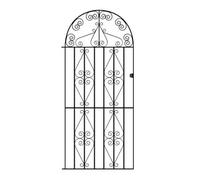 Burbage Iron Craft Stirling Scroll Tall Bow Top Single Gate - Solid Steel - Fits Gap Of 914 mm X 1830 mm High - Electro Galv./black Powder Coated