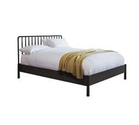 burbank oak wood spindle double bed in black