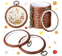 Burbell 15 Pcs 6 Inch Round Embroidery Hoops Frame Circle Spring Rubber Hoops Ring Display Cross Stitch Ornament Imitated Wood Frame Kits for Spring Gifts Mother's Day Craft Sewing DIY Hanging Gifts