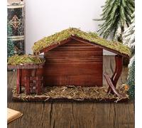 Burbell Nativity Stable Christmas Decorations Manger Scene Wood With Moss for Holy Family Wooden Set Home Desk Decor Collectable 6.8 Inch