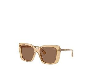 Burberry 0be4456 Square Sunglasses Beige Frame With Dark Brown Lens, Light Brown, Women Light Brown