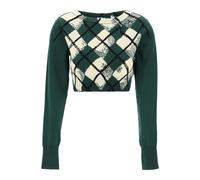 Burberry Argyle Pattern Cropped Sweater In Green Green M