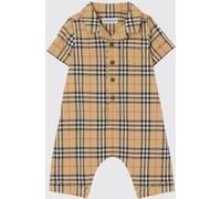 Burberry Baby Cotton Bodysuit with Vintage Check Pattern Collar - Size: 9M - unisex