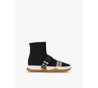 Burberry Beige Comb Kids Union Checked-strap Stretch-knit Boots 3-5 Years Eur 25 /7.5 Uk
