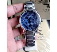 BURBERRY BU10007 MENS WATCH SILVER BRACELET BLUE DIAL SILVER CASE