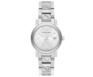 Burberry BU9144 Silver Check Stamped Dial Ladies Watch
