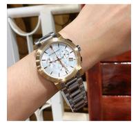 BURBERRY BU9751 WATCH SILVER GOLD BRACELET SILVER DIAL SILVER CASE