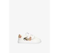 Burberry Burberry Kids' Noah Check-Panels Cotton-And-Leather Trainers White/Comb Eur 23 /6.5 UK Kids
