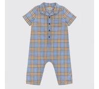 Burberry Check Cotton Short-Sleeve Romper for Boys with Classic Collar - Size: 12M - unisex