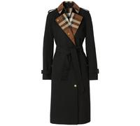 Burberry check-panel gabardine trench coat - Black 6-8