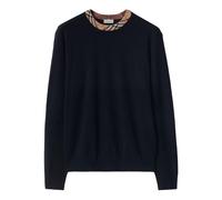 Burberry checked-trim wool sweater - Blue S-L-XL-XXL-XXXL