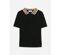 Burberry Kids Burberry Boys Johane Check Collar Polo Shirt in Black - Black - 6 Yrs