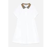 Burberry Kids Burberry Girls Check Collar Astrid Dress in White - White - 10 Yrs