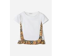 Burberry Kids Burberry Girls Roxy Check Frill T-Shirt in White - White - 4 Yrs