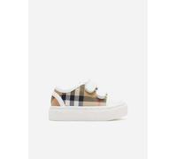Burberry Kids Check Cotton Canvas Velcro Trainers in Beige - Camel - EU 19 UK 3