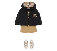 Burberry Kids hooded logo-appliquéd reversible jacket - Neutrals 18-36