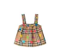 Burberry Kids ruffled check-pattern heart-print top - Neutrals 3
