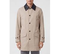 Burberry Knee-Length Cotton Trench Coat with Contrast Leather Collar - Size: 50 - male