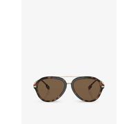 Burberry Mens Brown Be4377 Jude Pilot-frame Tortoiseshell Acetate Sunglasses