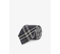 Burberry Mens Burberry Manston Checked Silk Tie Charcoal