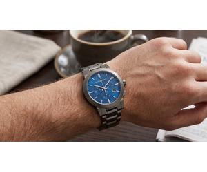 BURBERRY MENS WATCH BU9365 STAINLESS STEEL GREY TONE STRAP AND BLUE DIAL GENUINE