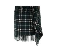 Burberry Plaid Fringe Wool Blend Skirt Multi M