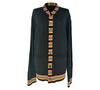 Burberry Preloved House Check Trim Cardigan In Black Wool Black