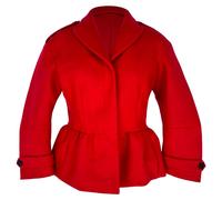 Burberry Women's Preloved Peplum Coat in Red Virgin Wool | Size: XS