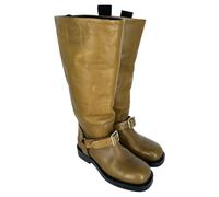 Burberry Preloved Saddle High Boots In Brown Leather Brown