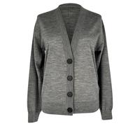 Burberry Women's Preloved Vintage Check Elbow Patch Cardigan Sweater in Grey Merino Wool | Size: XS