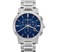 Burberry The City Luxury Unisex Men Women 42mm Round Stainless Steel Chronograph Watch Stainless Steel Band Blue Dial BU9363