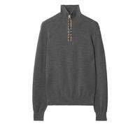 Burberry turtleneck check-trim half-zip sweater - Grey XS-S-M-L-XL-XXL