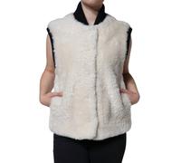 Burberry White Warrenford Shearling Leather Vest Coat Jacket White 44