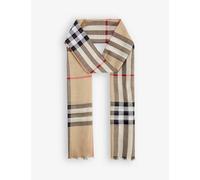 Burberry Womens Archive Beige Giant Check Fringed-trim Wool and Silk-blend Scarf 220x20cm