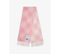 Burberry Womens Burberry Check Fringed Cashmere Scarf Sugar Pink