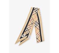 Burberry Womens Burberry Check-Print Silk Scarf Sand