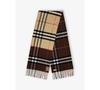 Burberry Womens Burberry Contrast Check Cashmere Scarf Sand/Treacle Brown