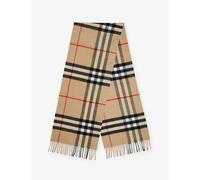 Burberry Womens Burberry Giant Check Fringed Cashmere Scarf Archive Beige
