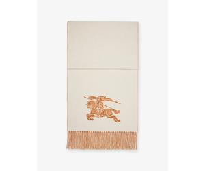 Burberry Womens Burberry Knight Logo Cashmere Scarf Pebble White