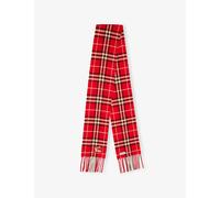 Burberry Womens Burberry Narrow Check-Pattern Cashmere Scarf Crayon Red