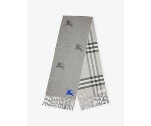 Burberry Womens Burberry Reversible Ekd Check Cashmere Scarf Mitten Grey