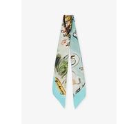 Burberry Womens Burberry Swan Lake Silk Scarf Skylight Blue