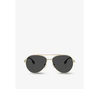 Burberry Womens Gold Be3147 Pilot-frame Metal Sunglasses