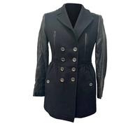 Burberry Women's Preloved Brit Double-Breasted Coat in Black Wool | Size: 10