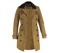Burberry Women's Preloved Brit Long Shearling Collar Trench Coat in Olive Cotton | Size: 4