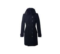 Burberry Women's Preloved Coat with Fur Collar Trim in Black Virgin Wool | Size: 4