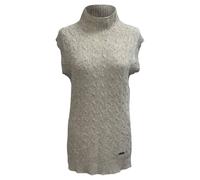 Burberry Women's Preloved London Cable-Knit Roll Neck Vest Sweater in Grey Wool | Size: 42