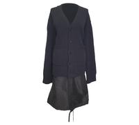 Burberry Women's Preloved Perren Contrast Nylon Panel Cardigan Sweater In Black Wool | Size: Large