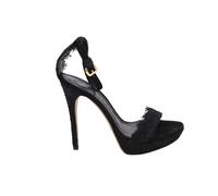 Burberry Women's Preloved Polesden 120 Platform Sandals with Lace in Black Suede | Size: 2