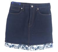 Burberry Women's Preloved Printed Hem Mini Skirt in Blue Cotton Denim | Size: 8
